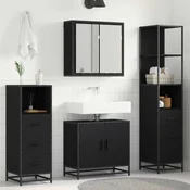 vidaXL Komplet pohištva za kopalnico 4 pcs Črni hrast 65 x 33 x 60 cm