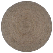 VIDAXL okrugli rucno radeni tepih od jute (180cm), sivi