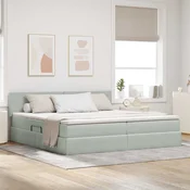 Krevet s od storage Svijetlo siva 200 x 200 cm Baršun