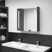LED kupaonski ormaric s ogledalom sjajni sivi 62 x 14 x 60 cm