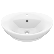 MAISON CHIC Razkošen Umivalnik - Kopalna umivalnik - Lavabo ovalen mat bel 58,5x39 cm keramika, (21684585)