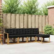Set vanjskih sofa 5 kom. Prirodna i crna