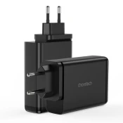 Choetech GaN polnilnik 2x USB-C/2x USB 140W, črna