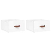 Vidaxl Stenske nočne omarice 2 kosa visok sijaj bele 35x35x20 cm