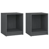 Vidaxl Nočna omarica 2 kosa siva 35,5x33,5x41,5 cm trdna borovina