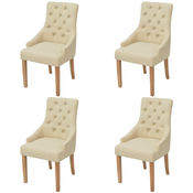 vidaXL Jedilni Stoli 4 kosi Hrastovina in Blago Kremne Barve
