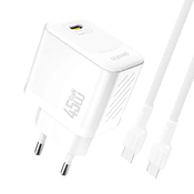 slomart Omrežni polnilnik Dudao A28C 45W GaN + kabel USB-C - bel