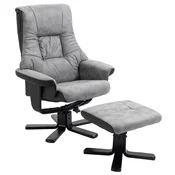 HOMCOM HOMCOM sprostitveni naslonjač s stolčkom mikrovlaken (100% poliester) 78D x 82,5Š x 109V cm Siva, (5000242828)
