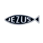 shumee Našitek Ribica z napisom JEZUS - Prišij - Vezeni našitek/značka/emblem