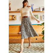 Olalook Womens Black Mink Suede Textured A-Line Skirt With Elastic Waist