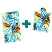Plažni set SUMMER FRESH – brisača 100×180 cm in pončo 80×145 cm, barvna