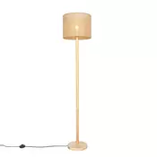 Rustikalna talna svetilka lesena s platnenim senčilom naravna 32 cm - Mels
