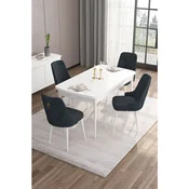 Hanah Home trpezarijski set Are, sto na razvlacenje i 4 stolice, bela ploca, antracit tkanina Babyface