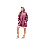 Ljubki dom Odeja iz jagnječje kože s kapuco in rokavi LAVENDER, bordo