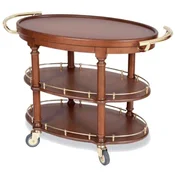 Casa Padrino solid wood serving trolley brown/brass 120 x 65 x H. 85 cm - Hotel restaurant gastronomy trolley - Luxury hotel restaurant gastronomy accessories - Luxury furniture