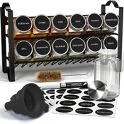 Deco Haus DECOHAUS SPICE RACK WITH SPICE JARS INOX - 12 SET