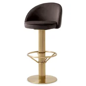 Casa Padrino luxury velvet bar stool dark gray/brass H. 103 cm - Hotel & Bar Furniture