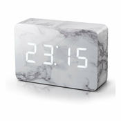 Siva budilka v marmornem dekorju z belim LED zaslonom Gingko Brick Click Clock