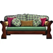 Casa Padrino luxury vintage style sofa green/red/dark brown 185 x 98 x H. 85 cm - Solid wood living room sofa with pattern - Living room furniture - Luxury furniture - Vintage style furniture