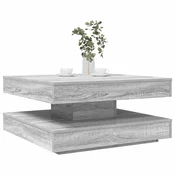 vidaXL Klubska mizica, vrtljiva za 360 stopinj, siva, Sonoma, 70x70x34,5 cm