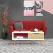 Stolić za kavu bijeli i boja hrasta 100 x 49,5 x 43 cm iverica