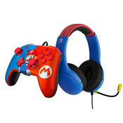 Nintendo Switch Wired Airlite Headset & Rematch Controller Mario Bundle