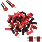 20 konektorjev T-Plug Deans Style Male-Female + 40 kosov krčljivih cevi | Za RC avtomobile, čolne, letala, helikopterje, LiPo baterije 7.4, rdeča