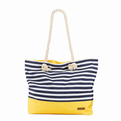 Svilanit torba za na plažo, s črtami, rumeno-modra