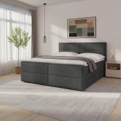 MID.YOU POSTELJA BOXSPRING 180 cm  x 200 cm , les, kovina, umetna masa, tekstil antracit