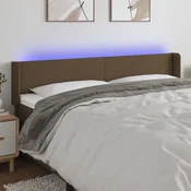Vidaxl vidaXL Vzglavje postelje z LED diodo temno rjavo 183x16x78/88 cm blago