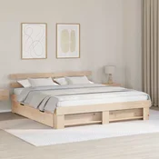 Krevetna konstrukcija Smeda 200 x 200 cm Cvrsto borovo drvo