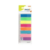 Zaznamki, plastični, 8x25 listov, 45x12 mm, STICK N, neonske barve, 200 listov
