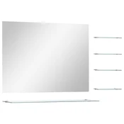 Vidaxl Stensko ogledalo s 5 policami srebrno 80x60 cm