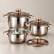 Silver Gold Handle 6-delni set posuda od inoxa ( KLK2681 )