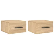 Vidaxl Stenska nočna omarica 2 kosa sonoma hrast 35x35x20 cm