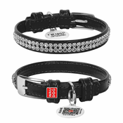 WAUDOG Lakirana usnjena ovratnica s kristali za pse, črna, Črna 21-29 cm, širina: 12 mm