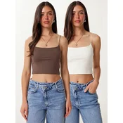 Happiness Istanbul Top Crop Top rjava