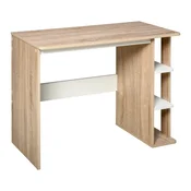 HOMCOM Pisalna miza za računalnik moderna s 3 policami, moderna pisalna miza za pisarno in sobo iz lesa, 100x44x74cm, bela in hrast