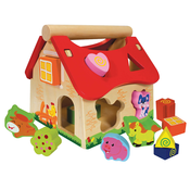 Drvena didakticka kucica Shape Sorter House Eichhorn s 12 kockica za umetanje od 12 mjes