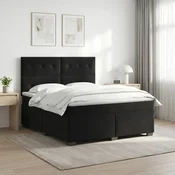 vidaXL Postelja boxspring z vzmetnico Črna 160 x 200 cm Žamet