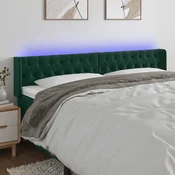 Vidaxl LED posteljno vzglavje temno zeleno 203x16x78/88 cm žamet