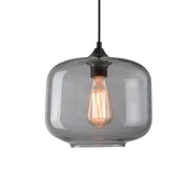 Zambelis 14102 steklena viseča luč, dimno siva, O 24 cm - Dnevna soba/jedilnica - Vintage - dimno siva, črna - Steklo