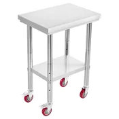 VEVOR Delovna miza 61x45x86 cm iz nerjavečega jekla nastavljiva z kolesi