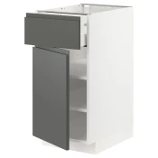 METOD / MAXIMERA Podni element s fiokom/vratima, bela/Voxtorp tamnosiva, 40x60 cm