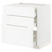 METOD / MAXIMERA Pod.elem.grej.ploca/3front/3fiok, bela Enköping/bela im. drveta, 80x60 cm
