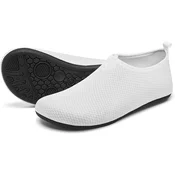 Nikcorp Racqua vodni čevlji za plažo 3v1 hitrosušeči unisex bela 40/41 proti zdrsu gumijasti podplat natakljivo z velcro trakom, zložljivi zaščitni pred ježovci