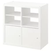KALLAX Spojene police, sa 2 vrata/sa 2 umetka za police bela, 77x77 cm