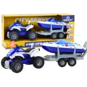 slomart LEAN TOYS Policijski quad s prikolico za čoln in gliser