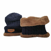 VivoVita Winter Beanie 2v1 – Termo kapa in šal, rjava/modra