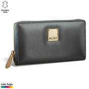 Princ Leather Ženski kožni novcanik Zip Luxury, Sivi